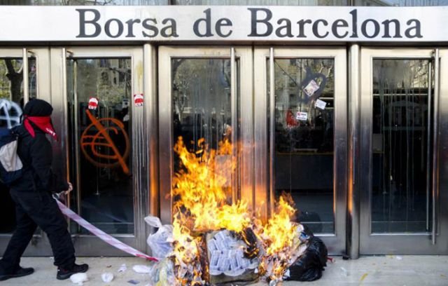 Generalstreik Spanien 29. März 2012 - Börse von Barcelona