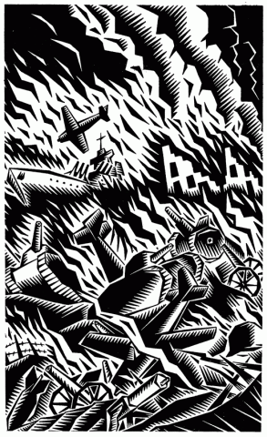 Grafiken des anarchistischen Künstlers Clifford Harper - Krieg und Zerstörung