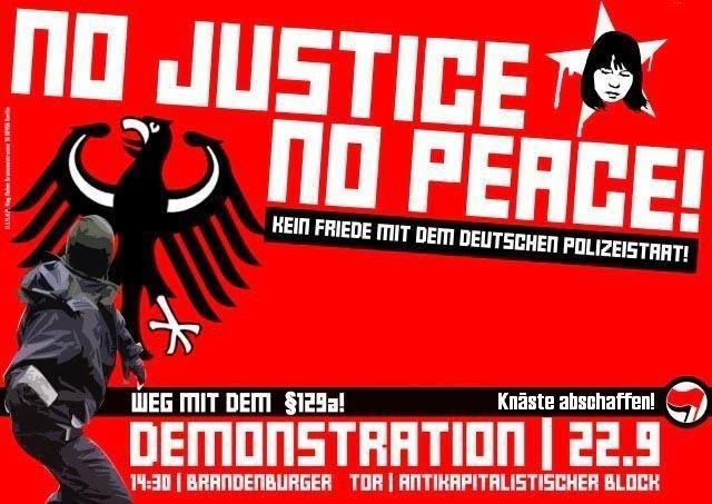 Plakate Sozialer Bewegungen - No justice, no peace