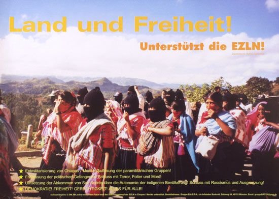 Plakate Sozialer Bewegungen - Land und Freiheit! Unterstützt die EZLN!
