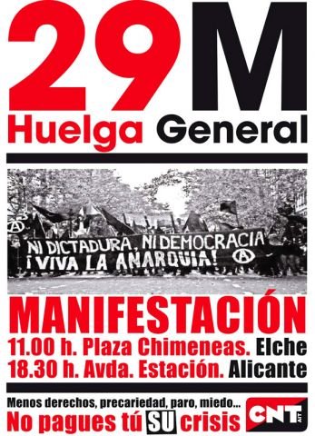 Anarchosyndikalistische Plakate - Generalstreik Spanien 29. März 2012