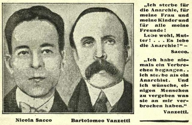 Postkarte Sacco und Vanzetti